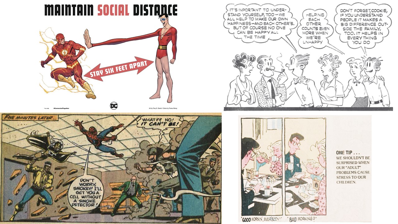 A collage of comic strips AI-generated content may be incorrect.